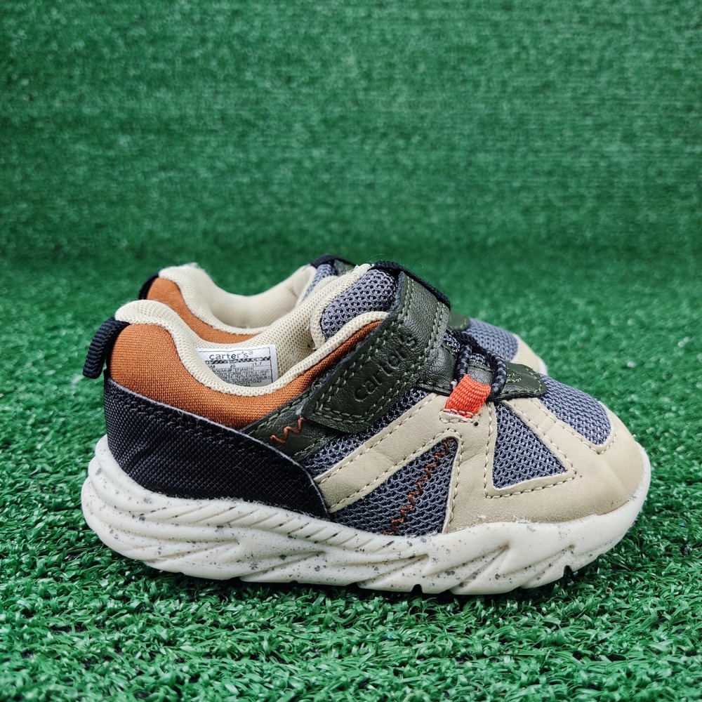 Carter's Sneakers Kids 4.5M Tan Rogan-BP Athletic Hook Loop Mesh Speckled Sole